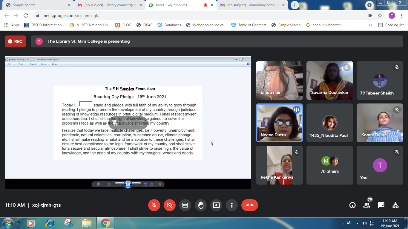 Reading Day Pledge taken by the participants